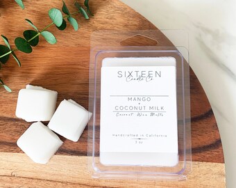 Mango + Coconut Milk |Scented Wax Melts| Tart| Warmer Wax| Coconut Wax| Clamshell| Hand Poured| Natural| New Home|Self Care|Stocking Stuffer