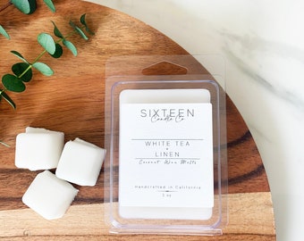 White Tea + Linen Wax Melt | Clean Luxury Melt | Minimal Coastal Home Scent | Spa-Inspired Natural | Handmade Gift