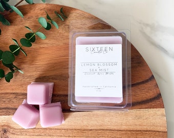 Lemon Blossom + Sea Mist Wax Melts: Coconut Wax Tart, Hand Poured