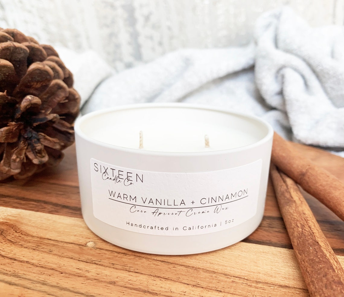 Warm Vanilla Cinnamon Scented Candles Coconut Apricot Etsy