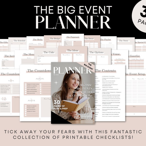 The Big Event Planner - Party Organiser - Tracker - Checklist - Printable - Instant Download - A4 A5 Letter