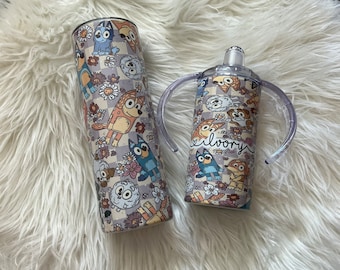Mama and Mini Bluey floral tumbler set