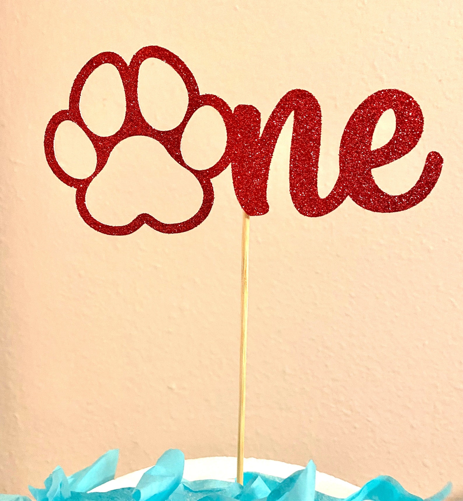 Puppy Dog Birthday Cake Topper ONE Cake Topper With Dog Paw - Etsy