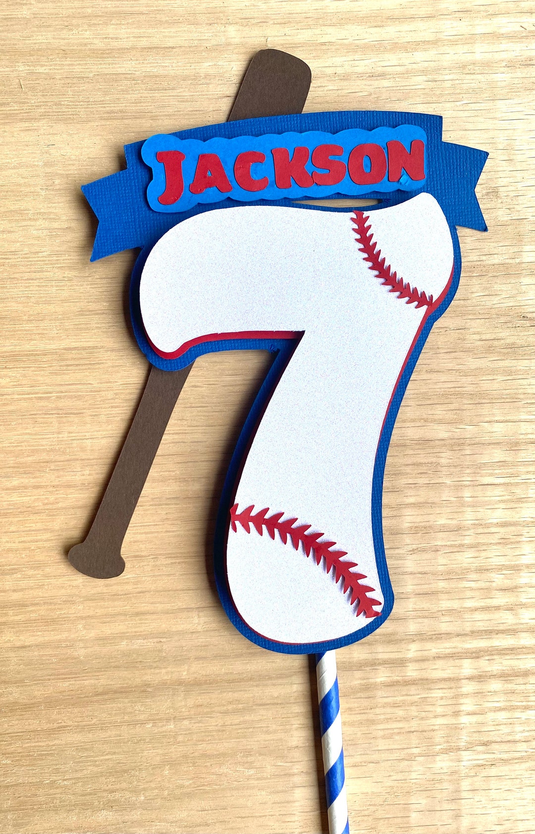 Baseball Cake Topper, Customized Name and Age Baseball Cake Topper