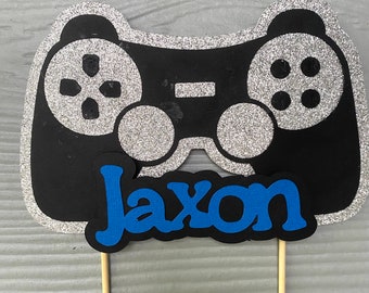 Gamer cake topper, gaming cake topper, customized with name, glitter cake topper