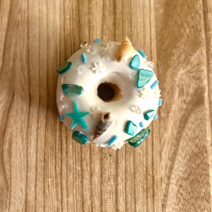 Beach themed for tiered tray, beach fake bake donuts , SET OF 2 beach fake donuts, faux donuts for party decor