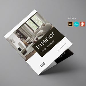 Modern bifold Brochure Template, Business Brochure, Corporate Brochure, Minimal Brochure Interior Design, Architecture Design Portfolio