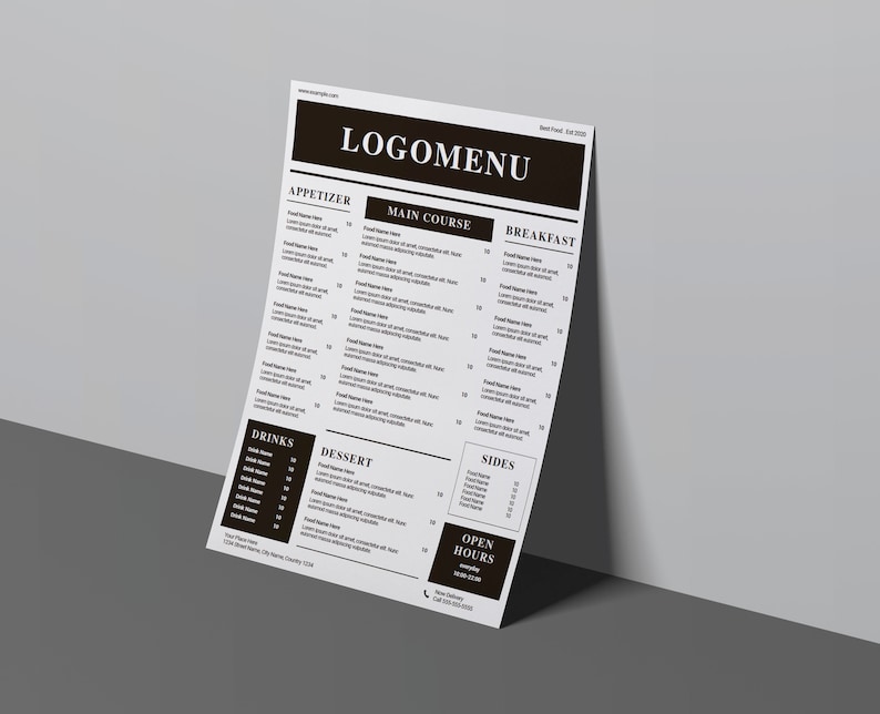 Modern Menu Template | Price List Templates | Bar Menu Template ...