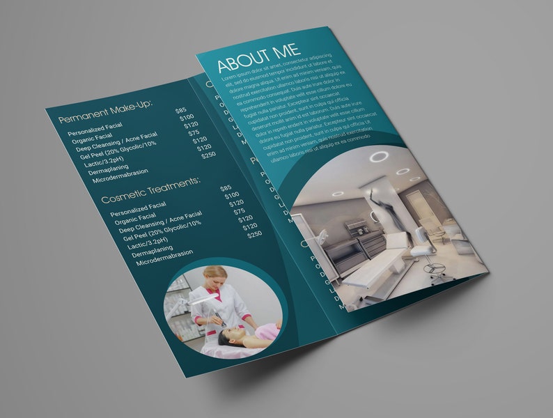Trifold Brochure Price List Template Editable Menu Etsy Canada