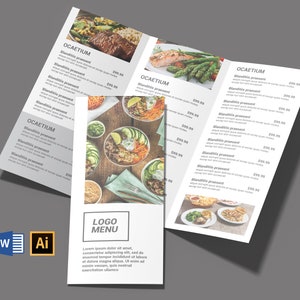 Plantilla de menú moderno / Plantillas de lista de precios / Plantilla de menú de bar / Menú de restaurante / Carta, tríptico / ¡DESCARGA INSTANTÁNEA!