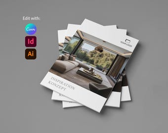 Portfolio di interior design, brochure, portfolio di progettazione architettonica, Adobe InDesign, Canva