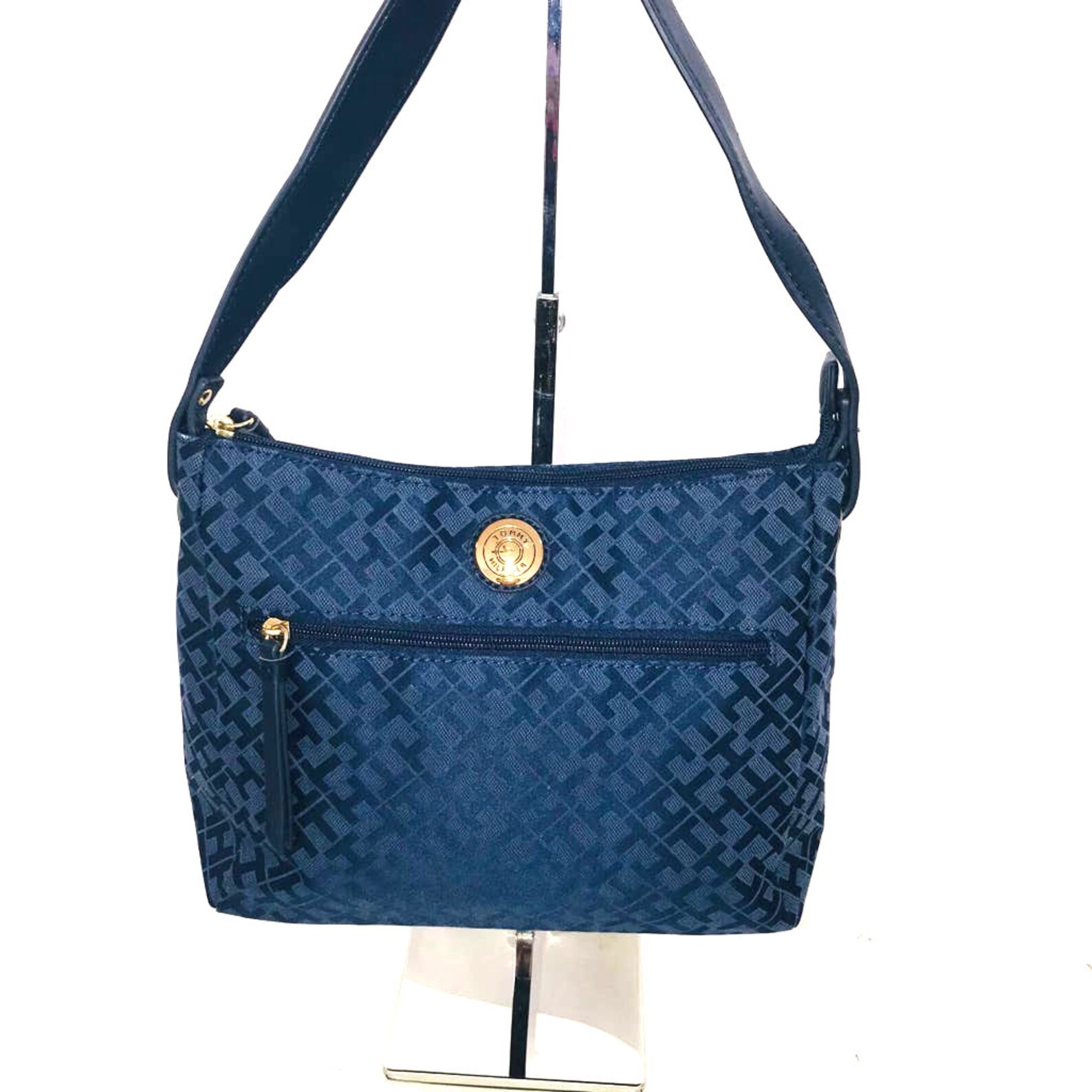 Tommy Tommy Hilfiger Shoulder Bag Iconic Blue Signature Canvas Etsy