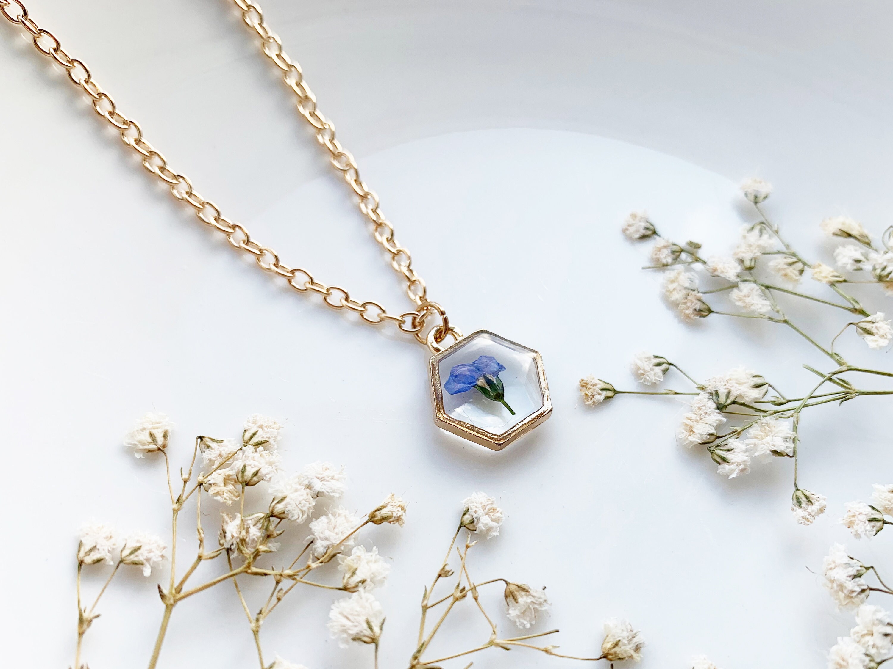 me not necklace Gold me not necklace real blue Etsy