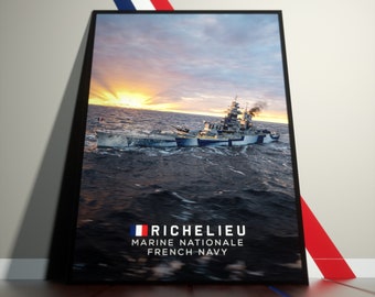 French Battleship Richelieu Artwork Poster