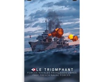 French Destroyer Le Triomphant Artwork Poster -FNFL-