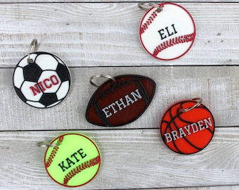 Sports team personalized backpack name tag / luggage / keychain / lunchbox / book bag / zipper pull / school bookbag / back pack gift