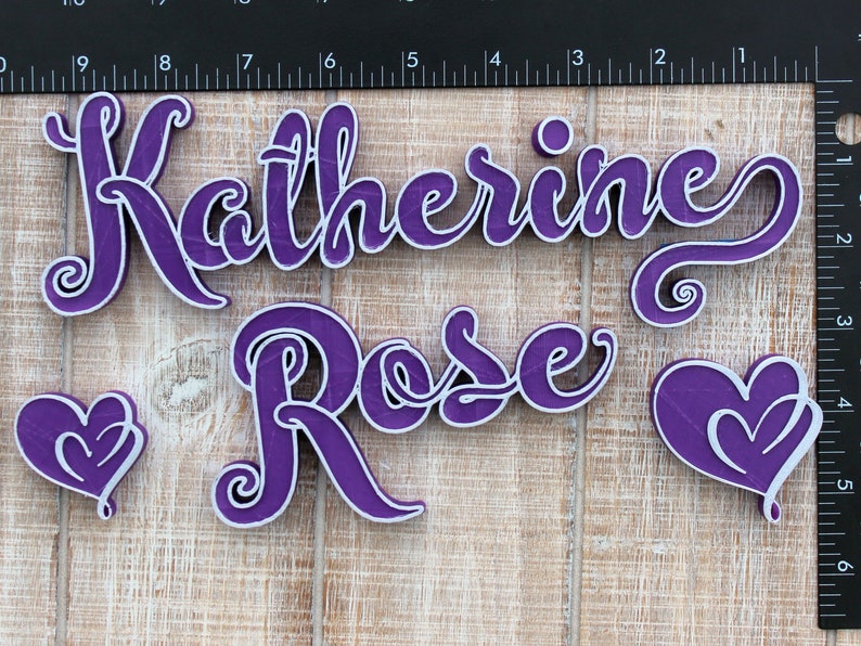 Girly Door Sign - Dual Color 3D Printed Script Wall Decor With Hearts ...