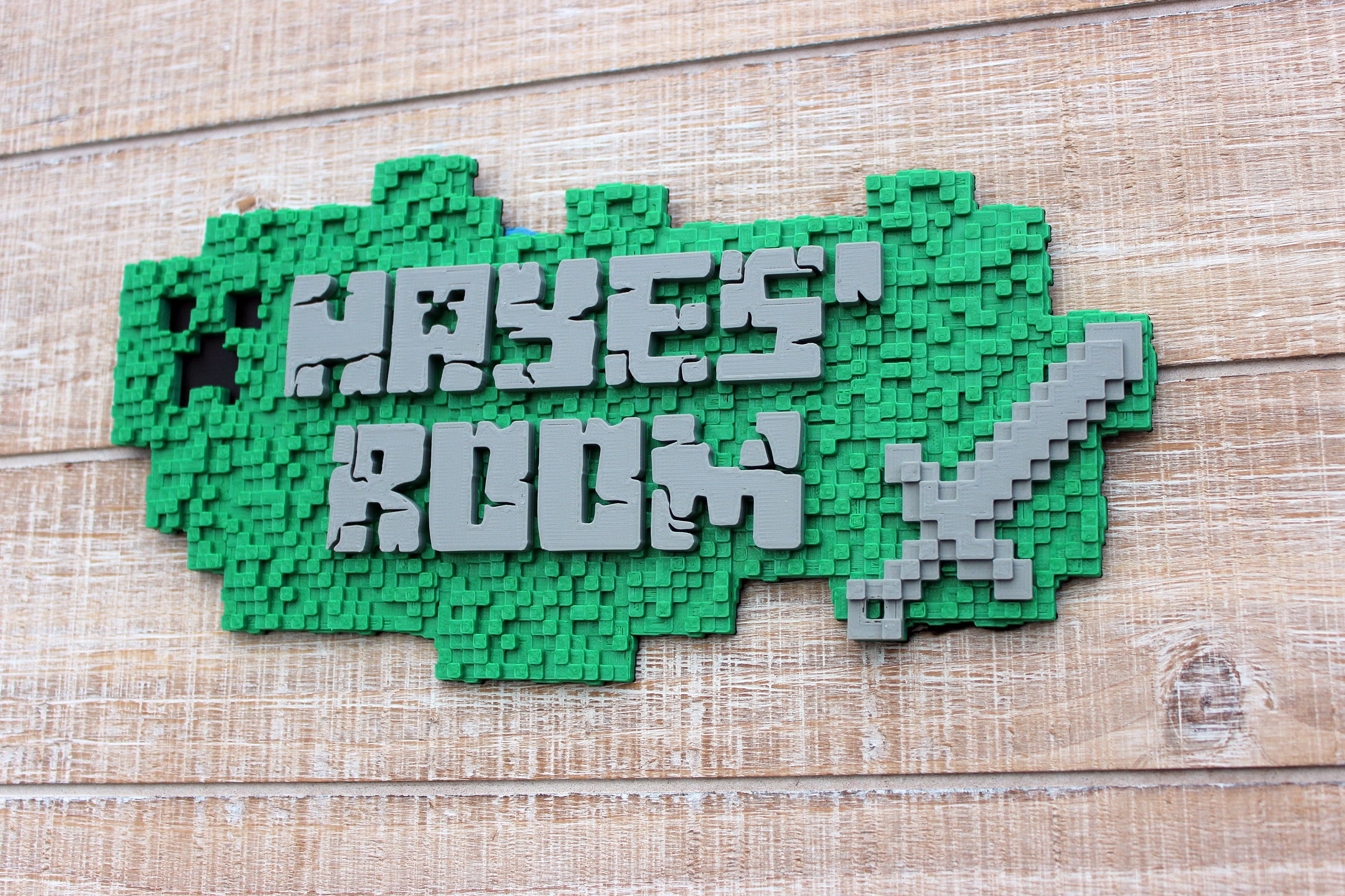 3D Door Sign Minecraft-inspired - Personalized Name Custom Kids