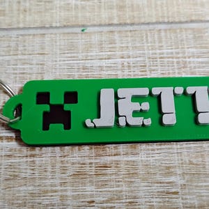 Minecraft backpack name tag / luggage tag / keychain / lunchbox / zipper pull / book bag / party favor / personalized school bookbag