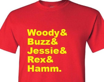 Kid's Top 5 T-SHIRT: woody buzz jessie rex hamm- christmas gift movies characters favorite list ampersand holiday present child youth baby