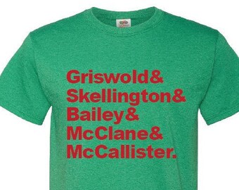 Top 5 Christmas T-SHIRT: Griswold, Skellington, Bailey, McClane, McCallister- gift movies characters favorite list ampersand holiday love