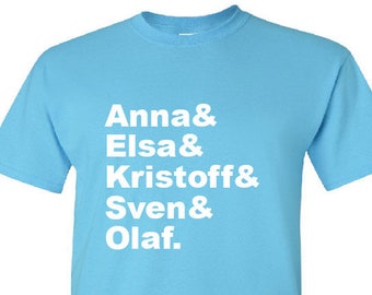 Top 5 T-SHIRT: Anna Elsa Kristoff Sven Olaf- christmas gift movies characters favorite list ampersand holiday present child kid youth