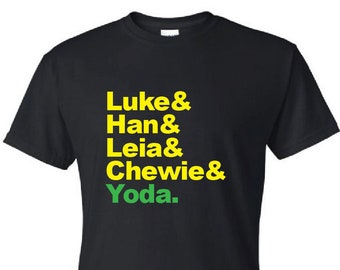 Top 5 Shirt- Luke, Han, Leia, Chewie, Yoda- men's, women's, Christmas gift, list, t-shirt, ampersand, movies movie film nerd geek nerdy 80's