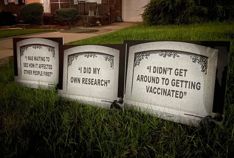 YARD SIGN: I Did My Own Research pro-vaccine tombstone get vaccinated covid vaccination, ironic decoration, lawn sign international image 1