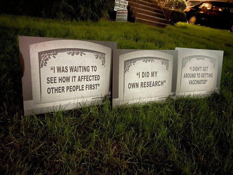 YARD SIGN: I Did My Own Research pro-vaccine tombstone get vaccinated covid vaccination, ironic decoration, lawn sign international image 5