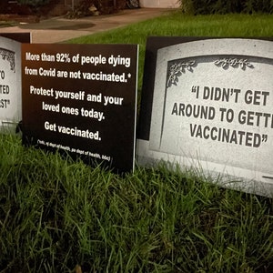 YARD SIGN: I Did My Own Research pro-vaccine tombstone get vaccinated covid vaccination, ironic decoration, lawn sign international image 4