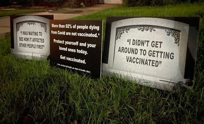 YARD SIGN: I Did My Own Research pro-vaccine tombstone get vaccinated covid vaccination, ironic decoration, lawn sign international image 4