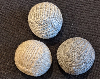 Woolen Dryer Balls - hand knit, 100% Wool, eco friendly, felted, w/ cute "Jackets"