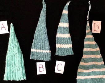 SILLY HATS!  - blue, green, standard - for Babies or Toddlers - fun costume gift christmas halloween holiday handmade elf knome wizard gnome