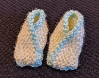 Handmade Knitted Baby or Doll Booties- Super Cute!- yellow, green, smaller than size 0, delicate, gift, newborn, knit, hand made shoes socks
