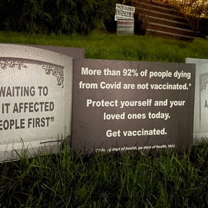 YARD SIGN: I Did My Own Research pro-vaccine tombstone get vaccinated covid vaccination, ironic decoration, lawn sign international image 8