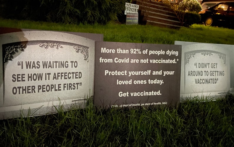 YARD SIGN: I Did My Own Research pro-vaccine tombstone get vaccinated covid vaccination, ironic decoration, lawn sign international image 8