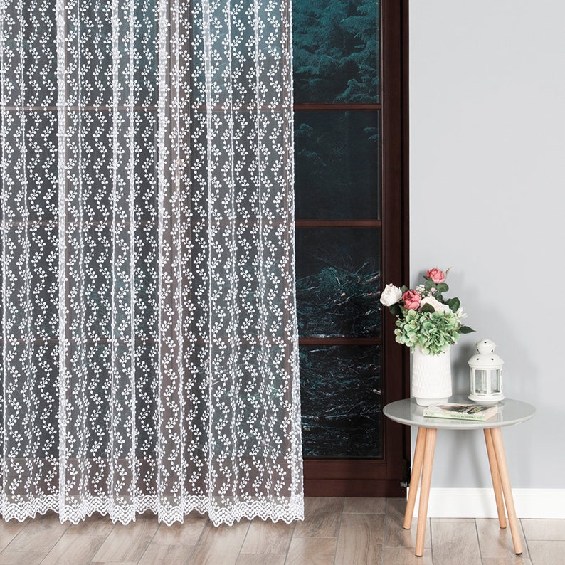 Net Curtain Fabric Richly Embroidered Patter Mesh Fabric - Etsy