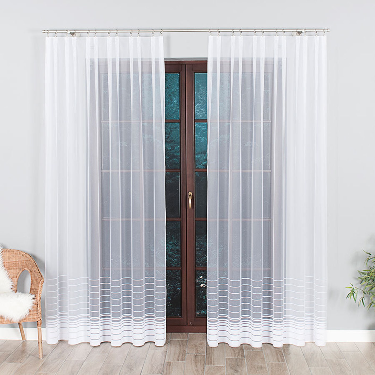 White Jacquard Net Curtain Fabric stripes Pattern Window | Etsy