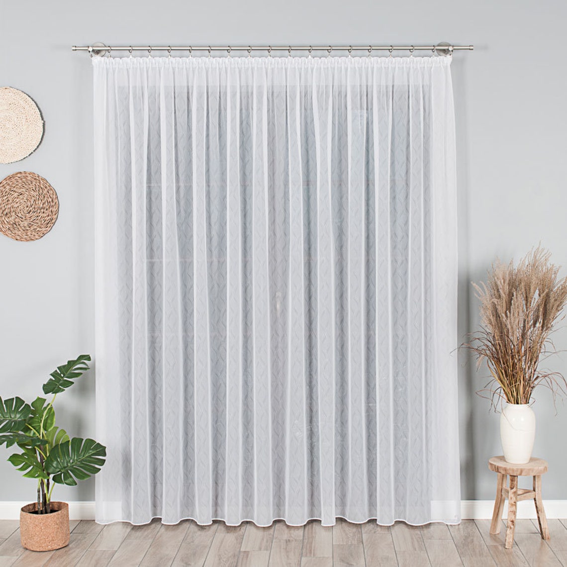 White voile curtain fabric Double Width 280cm Pattern Etsy