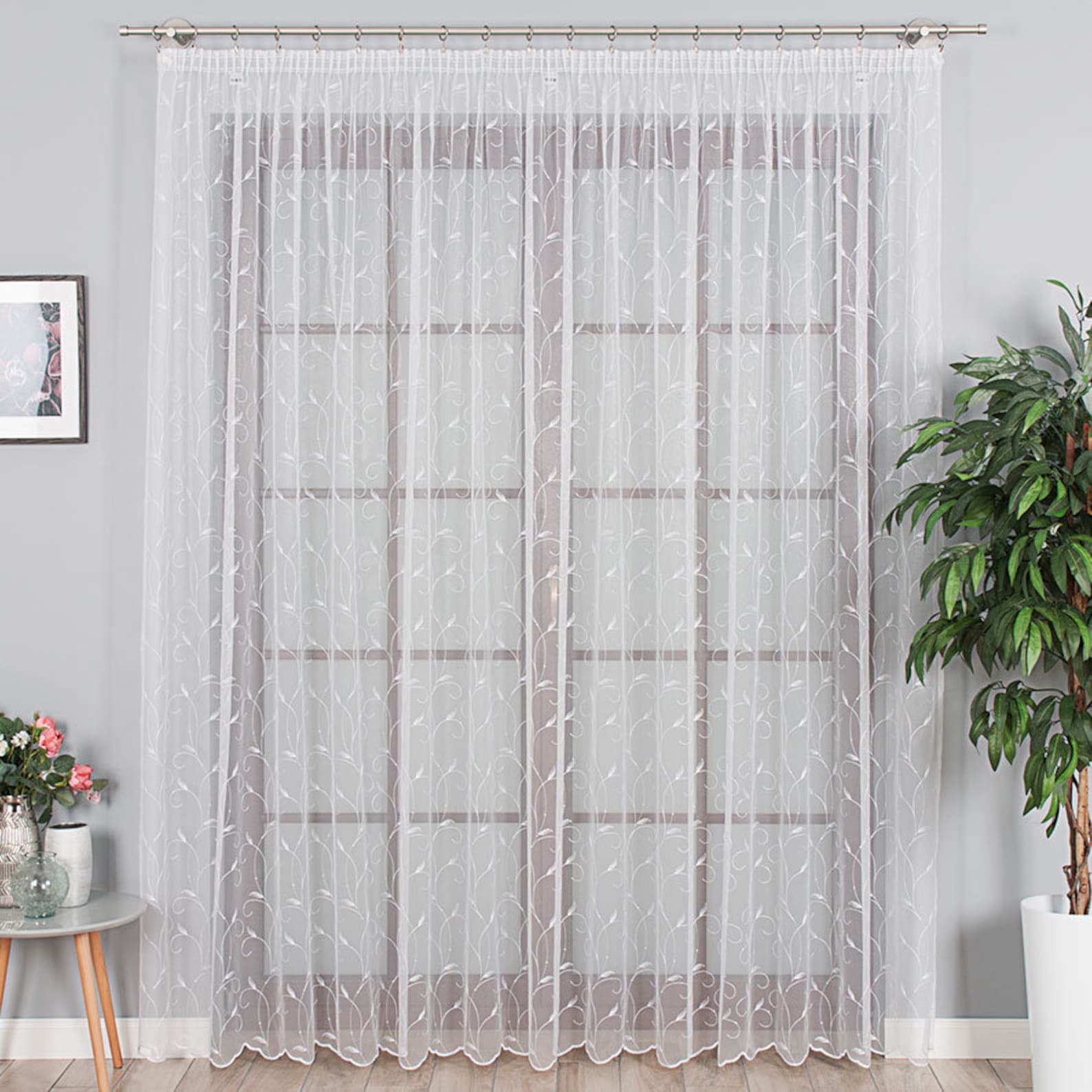 Net curtain fabric Double Width Embroidered Pattern | Etsy