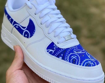 air force 1 blue bandana shoes