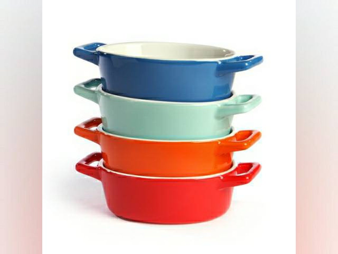 Mini Retro Oval Ceramic Oven Proof Baking Dishes Set of 4 Etsy