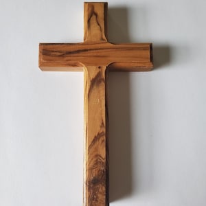 Hand Carved Olive Wood Cross with Beveled Edges
