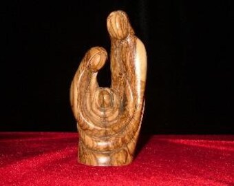 Hand Carved Olive Wood Statue: Mary,Joseph and Jesus - Holy Family