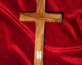 Hand Carved Olive Wood Cross with Beveled Edges