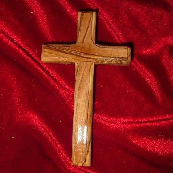 Hand Carved Olive Wood Cross with Beveled Edges