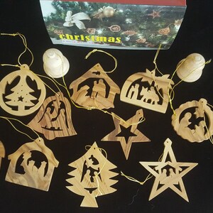 Set of 12 Olivewood Ornaments
