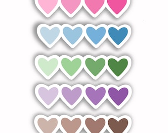 Connected Heart Sticker - Multi Colored Hand-Drawn Heart Stickers - Blue, Purple, Green, Brown, Pink