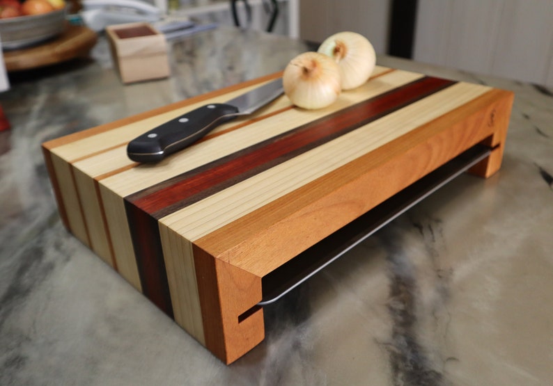 Korean Cutting Board W/ Integrated Pull Out Tray Etsy