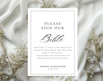 Letrero moderno para libro de visitas de boda • Plantilla minimalista elegante (descarga digital)